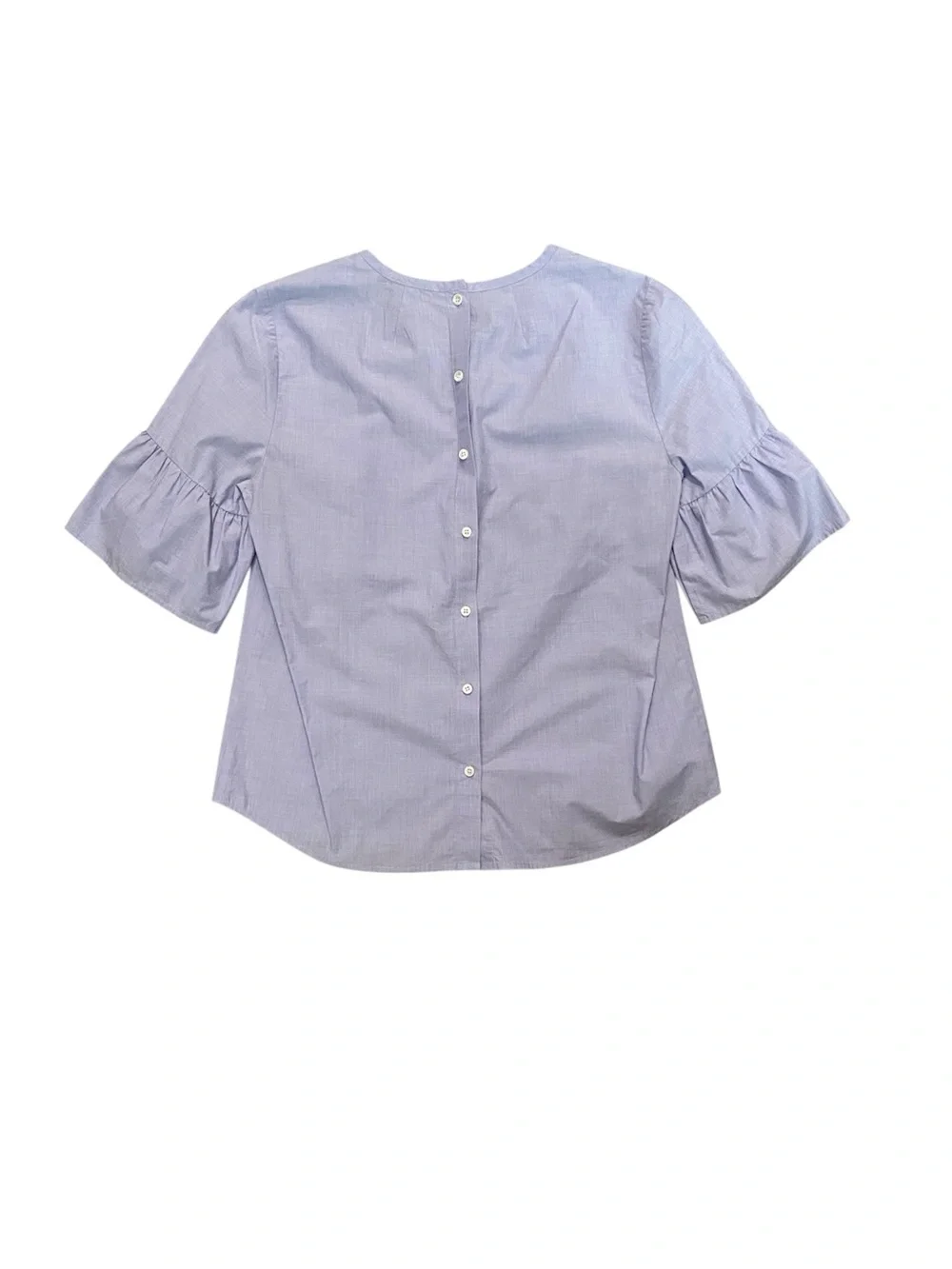 J. Crew Light Blue Ruffle-Sleeve Cotton Blouse